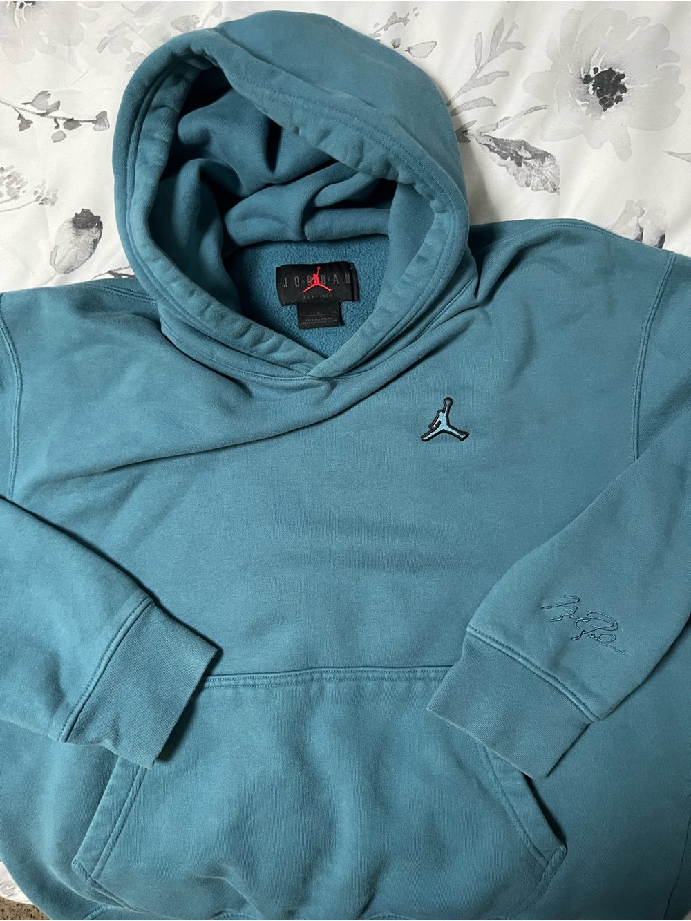 Jordan Teal Pullover Hoodie with Embroidered Jumpman